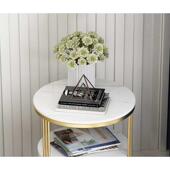 北欧风轻奢沙发边几柜客厅岩板角几简约现代卧室圆形大理石小茶几