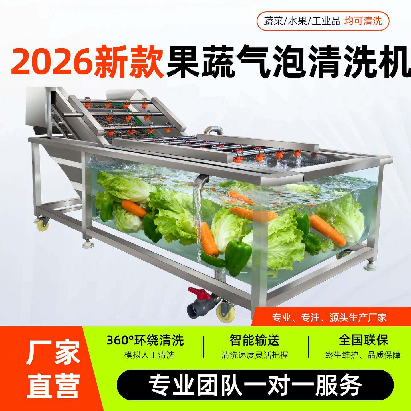 2026新款全自动果蔬气泡清洗机商用蔬菜水果水产清洗设备洗菜机