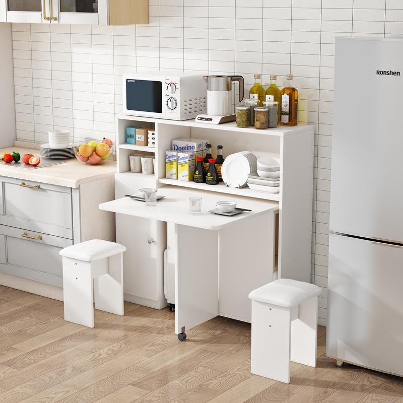 L7折户叠餐桌家用小型可移动JS211623桌边柜组合伸餐缩多能功长方