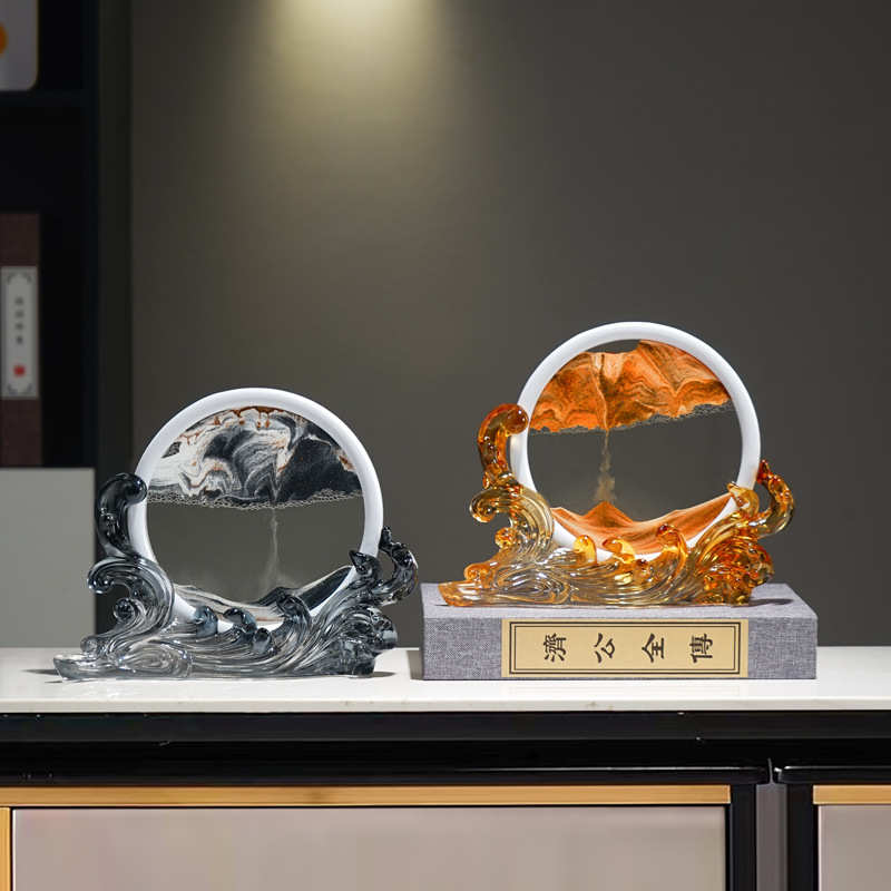 风生水起流沙画摆件现代电视柜酒柜办公室装饰品桌面轻奢艺术家居图片