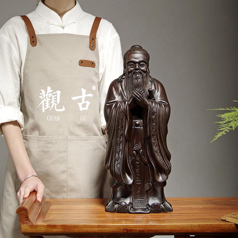 黑檀实木质雕刻孔子雕像摆件孔子佛像家居装饰品孔夫子教师节礼物