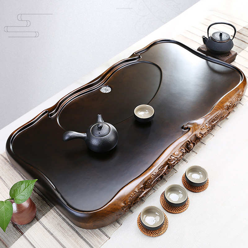 实木茶盘家用功夫茶具茶台茶海茶托简约排水托盘迷你小号茶座