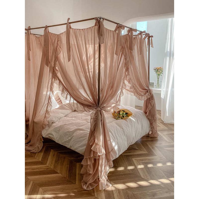 落地公主架子床床8m2023防尘新款家用1亚麻蚊帐.x1aw民宫廷 老式