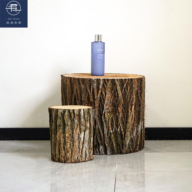 实皮木带木墩子陈列景原木树桩座凳281茶几桩摆件根雕花架立柱造
