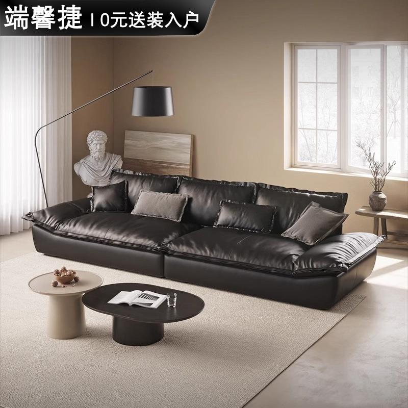 拉车 垫帆船沙发真皮沙发意式极简头层牛皮直排大坐深沙发客厅三图片