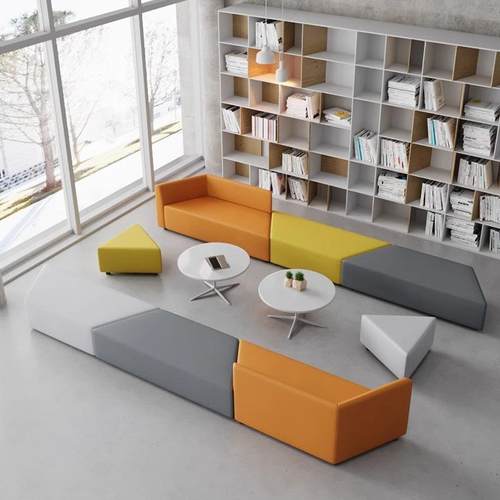 公室沙发接待会客简约现大厅办休闲息区创代意异形沙休发08茶几组