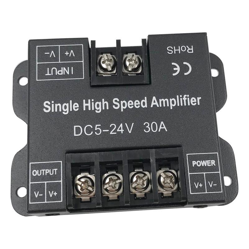 led单色灯带12V/24V调光控制信号放大器30A同步中继器补电压360W