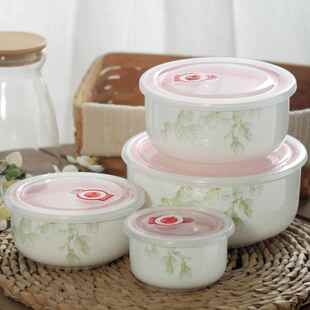 饭盒学生初中生专用食品级无铅骨瓷可微波保鲜碗带盖泡面陶瓷碗家