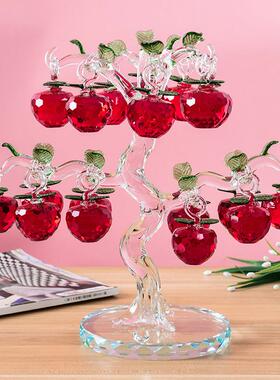 水晶苹 果树客厅摇钱树酒柜电视柜家居装饰品摆件乔迁礼品结婚礼