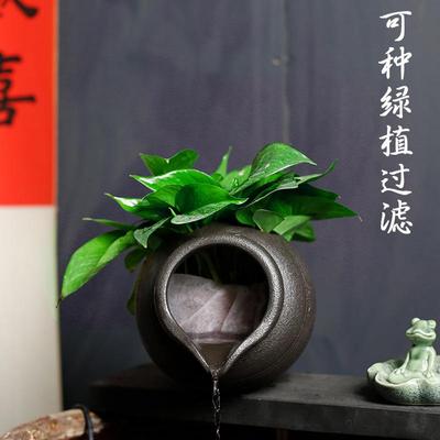 ZQ生态鱼缸陶瓷罐开口循环流水配件庭院花园造景装饰品摆件过滤大