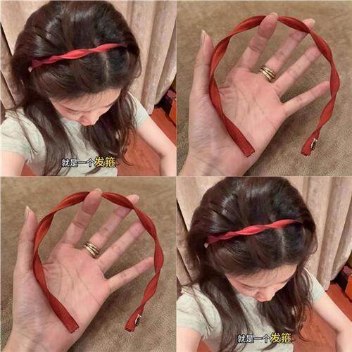 一式两戴!2025新款丝带螺旋发箍女不勒头红色发饰扭扭纹压发头箍