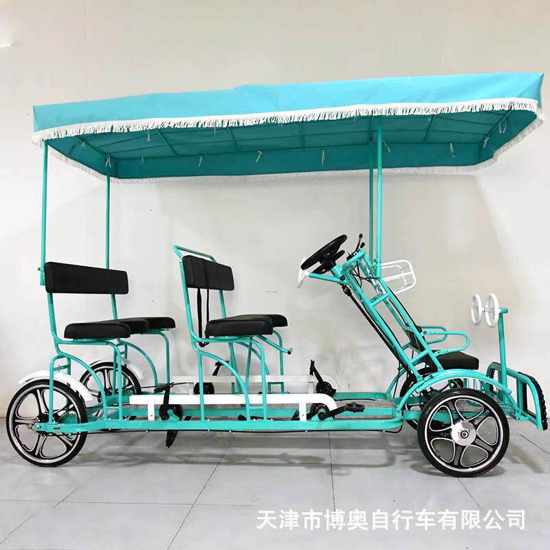 豪华四轮双人亲子自行车三人四人六人多人景点观光脚踏亲子骑行