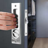 厨房卫生间加厚锌合金移门锁 防盗隐形钩锁 推拉门折叠门嵌入式