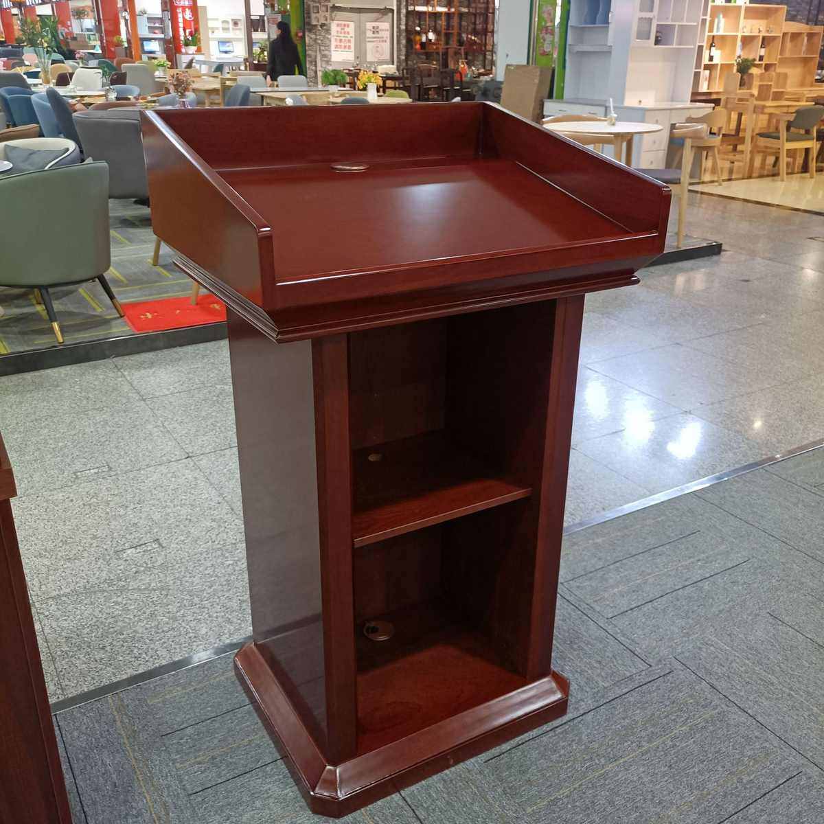 台发言演讲台桌子红木皮主持会议室桃色司仪油漆实胡导购台迎宾