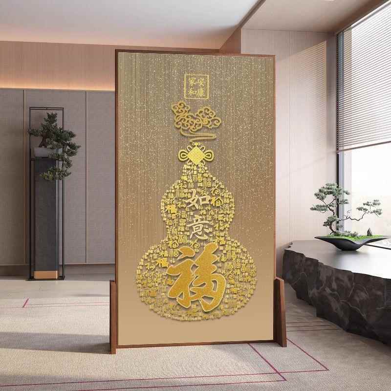 新中式荷花屏风隔户客厅入玄关遮简易可折叠移断动无品牌/挡高档
