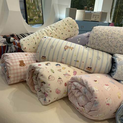 insA版双层纱B版凉感冰皮冰纱被卡通少女夏凉被单双人被芯空调被