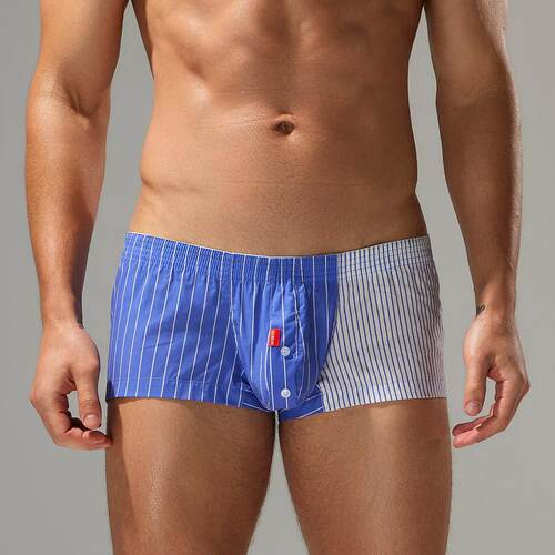 Men's spliced vertical striped men's underwear home shorts