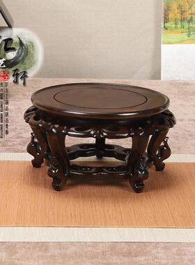 实木棠圆居形非洲黑檀镂海几鱼缸花瓶盆景huiyixua摆件空家木雕质