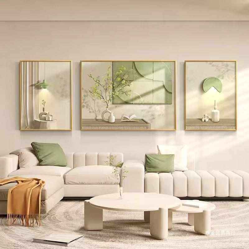 新款轻奢高档现代装饰福禄几何三联壁画沙发背景墙有带框挂画简约,家居饰品,现代装饰画,淘宝优惠券,粉丝福利购,淘宝优惠卷
