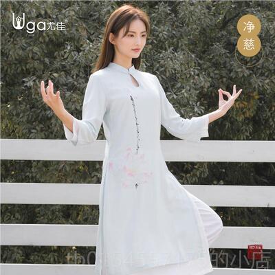 正品佳瑜伽服套装太女春士夏中式棉麻白色瑜珈极尤打坐冥想禅修服