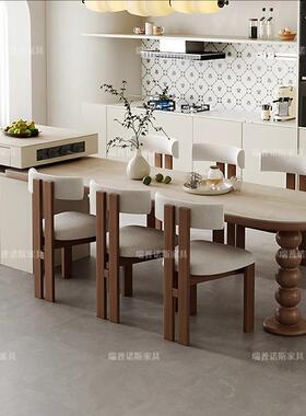 中古风款岛台餐桌一体伸缩可家新用实木靠墙岩板餐桌D57-10#半圆