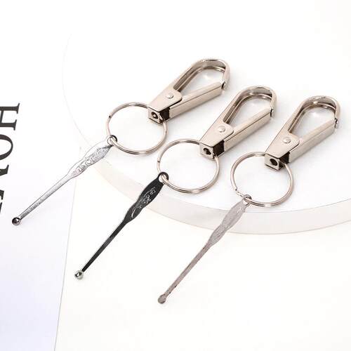 Metal keychain ear pick key fob, men's waist accessory, keyc