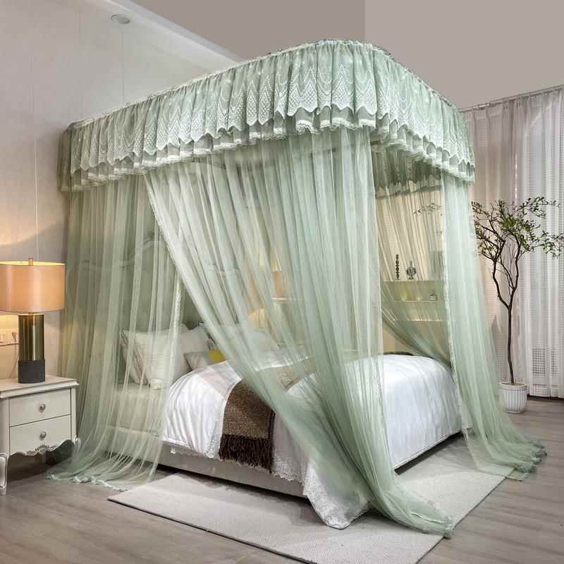 CB#新m轨款带防尘顶U型道落地KK23三开门1.81.5m2m床轨家用道蚊帐