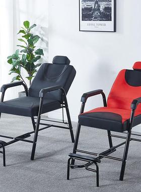 可躺黑红色黑色美式理发椅子刮脸椅子剪发椅美发椅舒适修面椅子