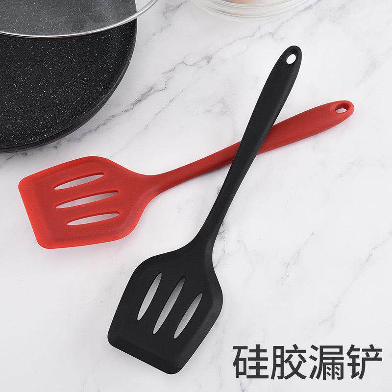 大号一体全包硅胶漏铲不粘锅炒菜长柄铲子家用锅铲煎蛋铲牛排煎铲