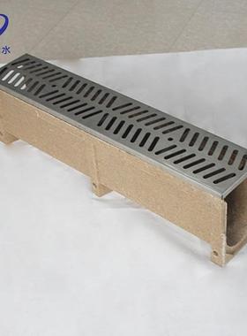 树脂混凝土排水沟体厂家商业街广场线性排水沟不锈钢花纹盖板