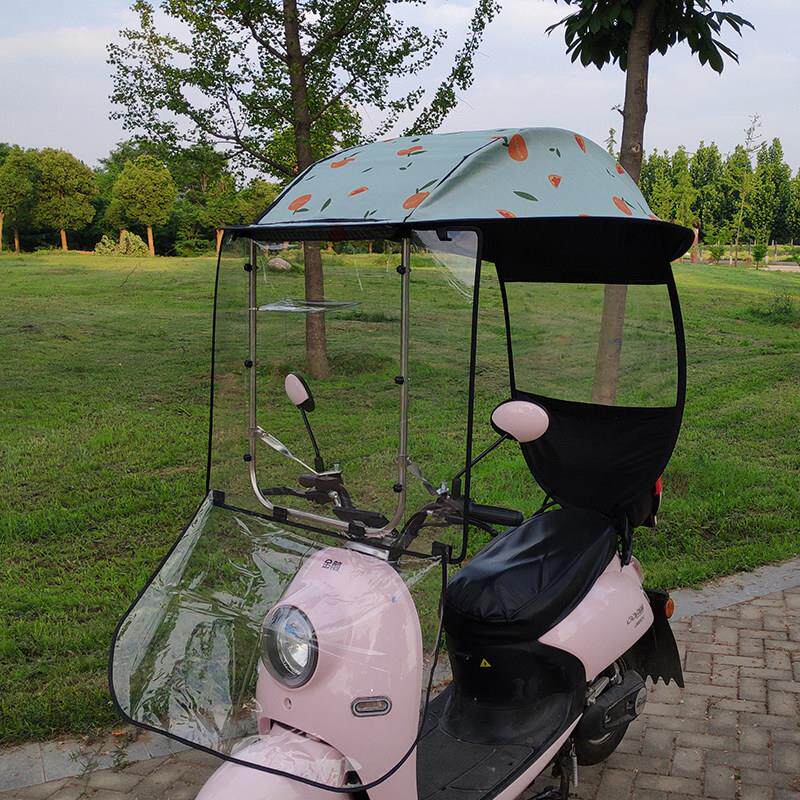 电动车雨棚蓬机车防晒黑胶遮阳伞小型电动自行车防雨挡风罩电动车