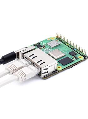 微雪 树莓派CM4双千兆网口扩展板 板载Micro SD/风扇接口金属外壳