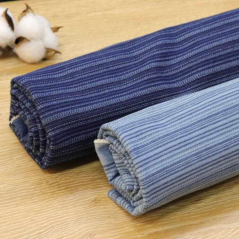 新款直销韩牌条纹牛仔布料柔软横竖竹节服装连衣裙布料