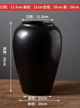 正品景花镇亿品匠黑色新中瓷式客厅摆件陶花瓶德水培插鲜花干 干