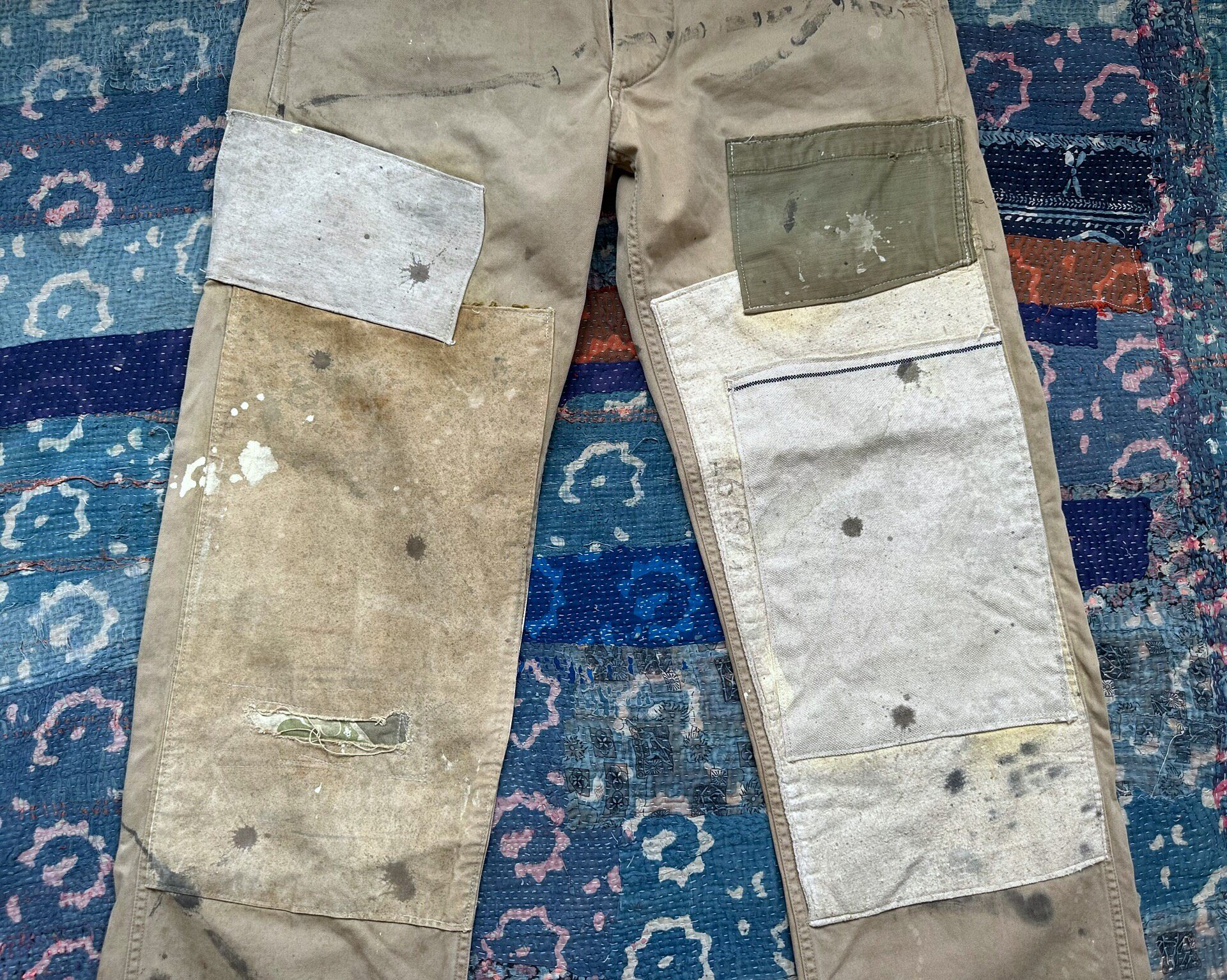 RRL Limited Patchwork Straight-Leg Pants — label