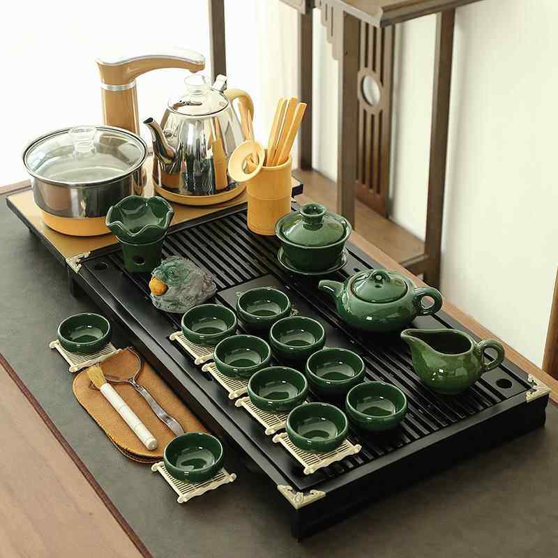 高档茶具客套装家用具喝茶全自动一体整套功夫茶泡茶道厅实木茶盘