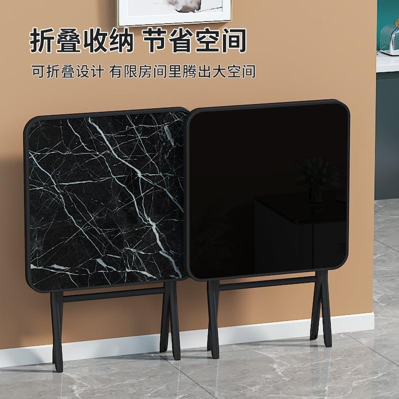 家用折叠餐桌小户型饭桌圆形钢化玻璃桌子户外庭院阳台网红摆摊桌图片