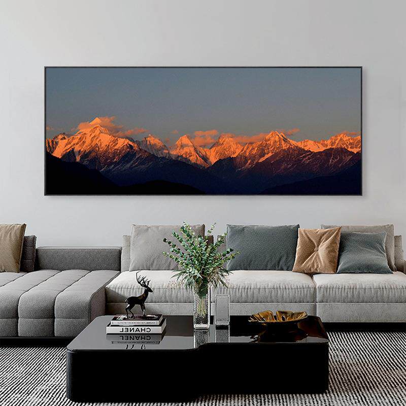 日照金山现代简约客厅装饰画贡嘎梅里雪山沙发墙挂画酒店大堂壁画