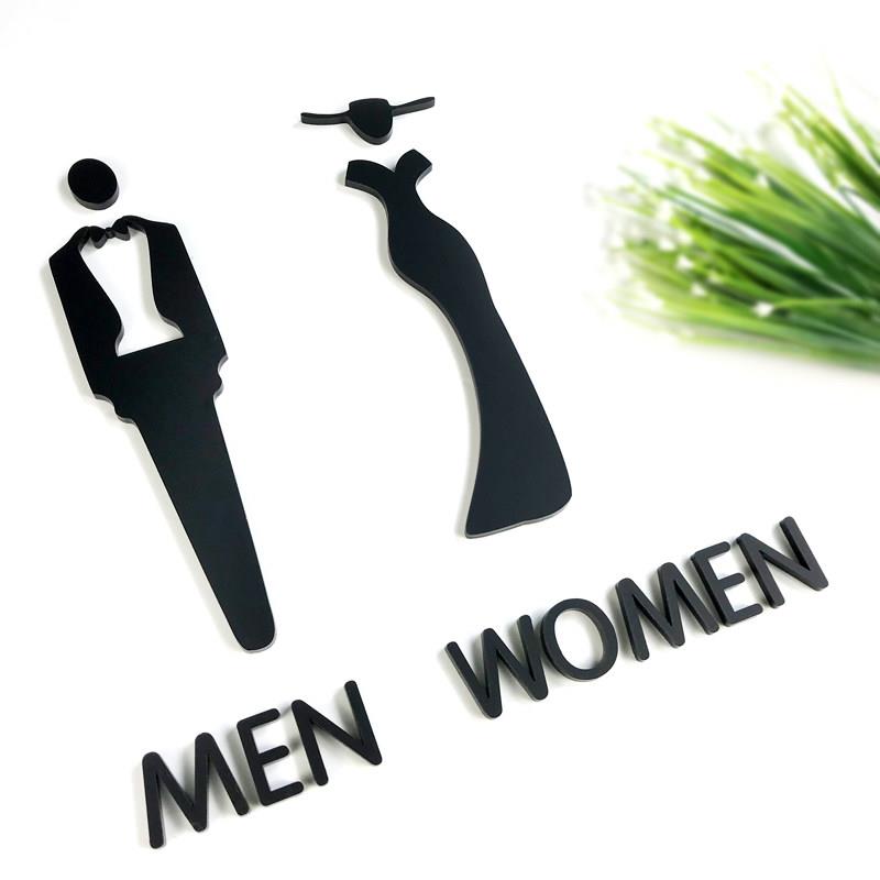 创意男女洗手间立体字标志牌个性厕所卫生间WC门牌金色银色标识牌