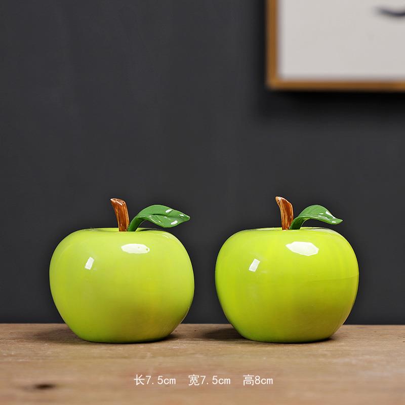 高档简约创意瓷仿真家苹陶果摆件平安如意居客办公室厅博古架装饰