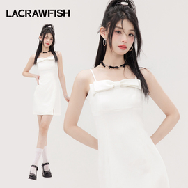 lacrawfish白月光(白月光)初恋小白裙，蝴蝶结抹胸吊带裙显瘦少女连衣裙