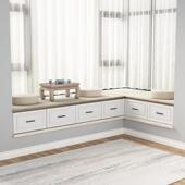 fLE实木阳台飘窗柜子储物柜窗台抽屉地柜收纳矮柜自由组合落地柜