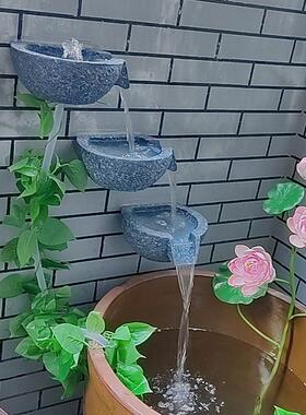 原创循环流水罐水缸鱼池增氧组合喷泉景观挂墙水培罐DIY造景摆件