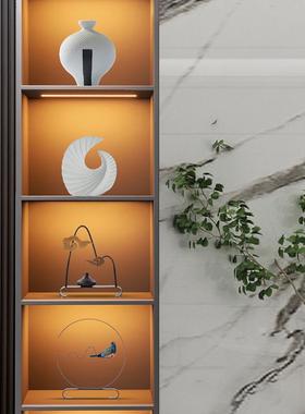 新中式茶室博古架摆件轻奢客厅酒柜禅意茶柜办公室展柜装饰品