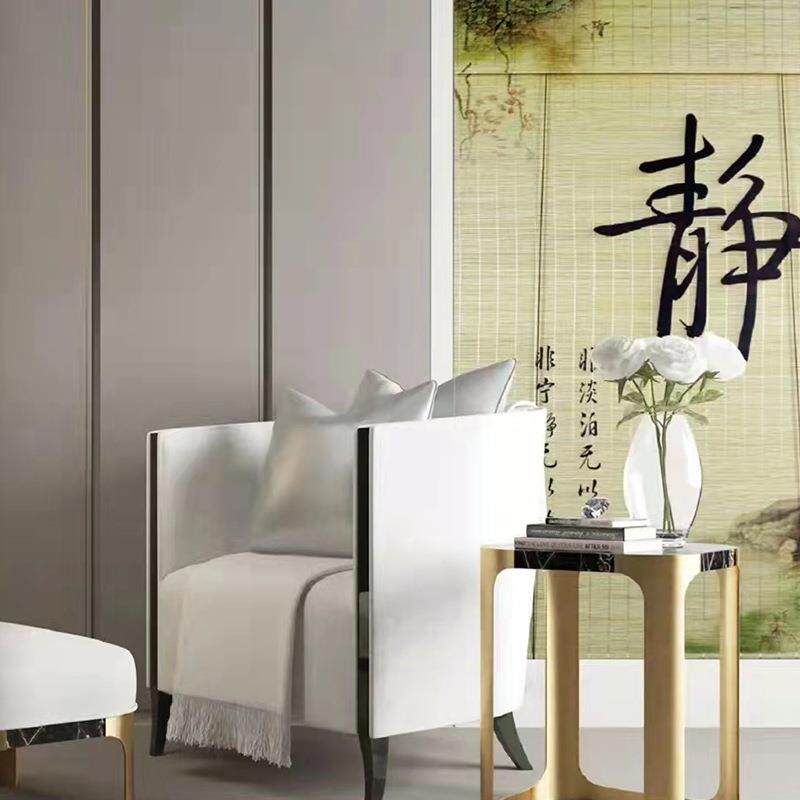 新中式窗山水书房国水墨画窗帘纱布帘办公复古阳MON台纱纱中风古