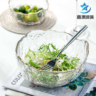 茶洗沙拉碗家用日式 鑫源创意款 碗透明玻璃碗汤碗面碗现货批发