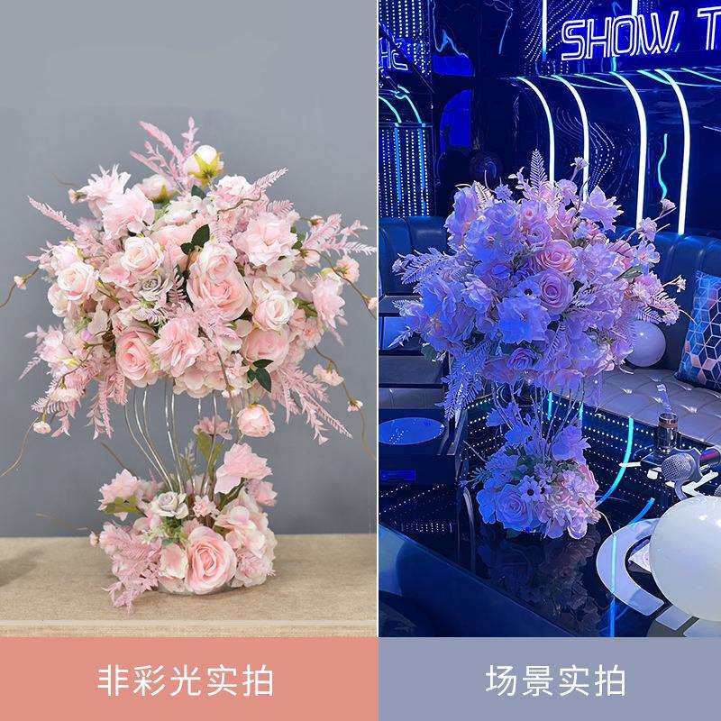新款婚庆道具电镀花器婚礼桌花花艺ktv布置桌面摆件装饰假花