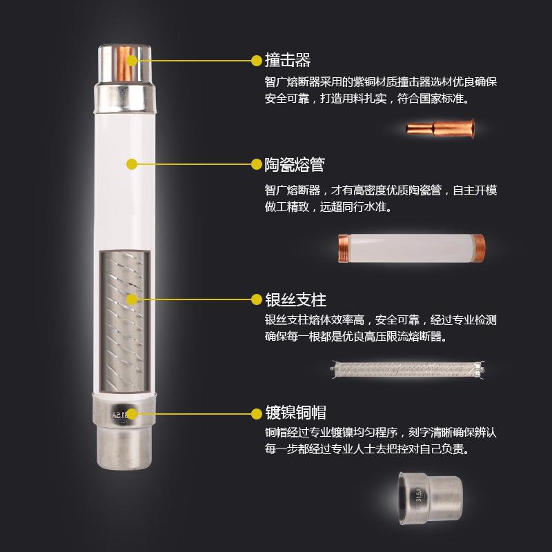 XRNT1高压限流熔断器3.6/7.2/12/24/40.5KV变压器保护高压熔断管