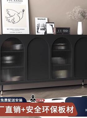 黑色餐边柜储物柜靠墙茶水柜子置物收纳柜客厅厨房碗盘柜橱柜