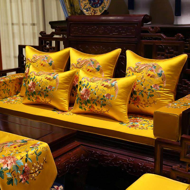 新中式红木沙发坐垫实木椅垫中国风家俱座垫罗汉床加厚垫子防滑套